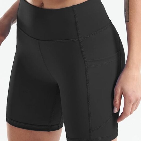 OTOS  Activewear Running Biker Shorts High Waisted Tummy Control Pockets Blk 3XL - Picture 1 of 8
